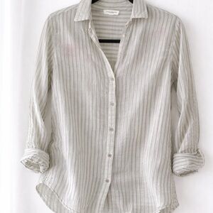 beachlunchlounge Light Gray Striped Linen Button-Down Shirt